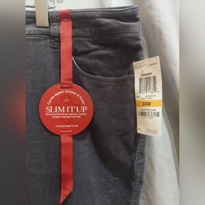 Charter Club Shadow Gray Corduroy Pants Women's Size 24W